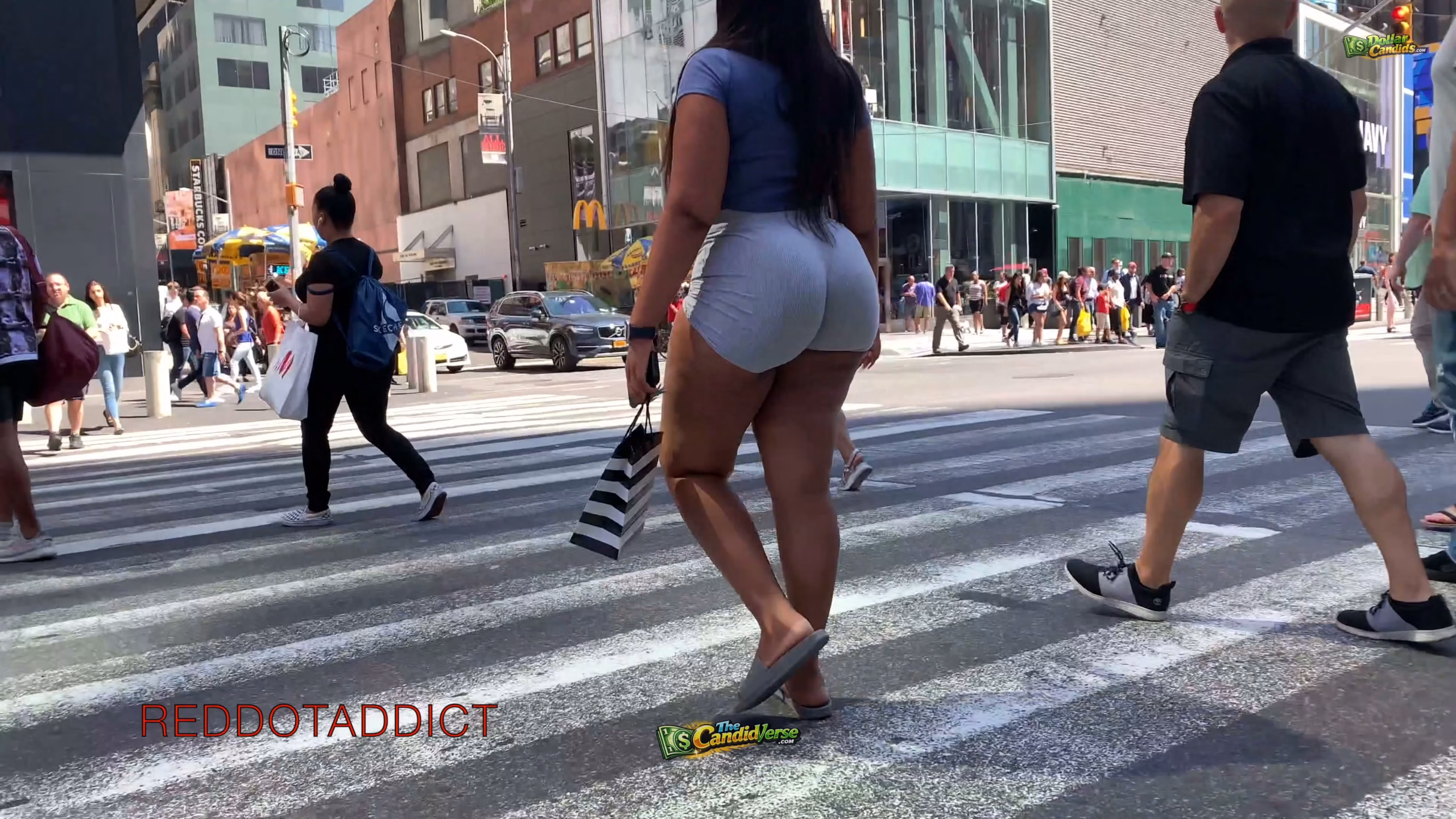 ReddotAddict Thick Booty Ebony in Grey Skin Tight Shorts
