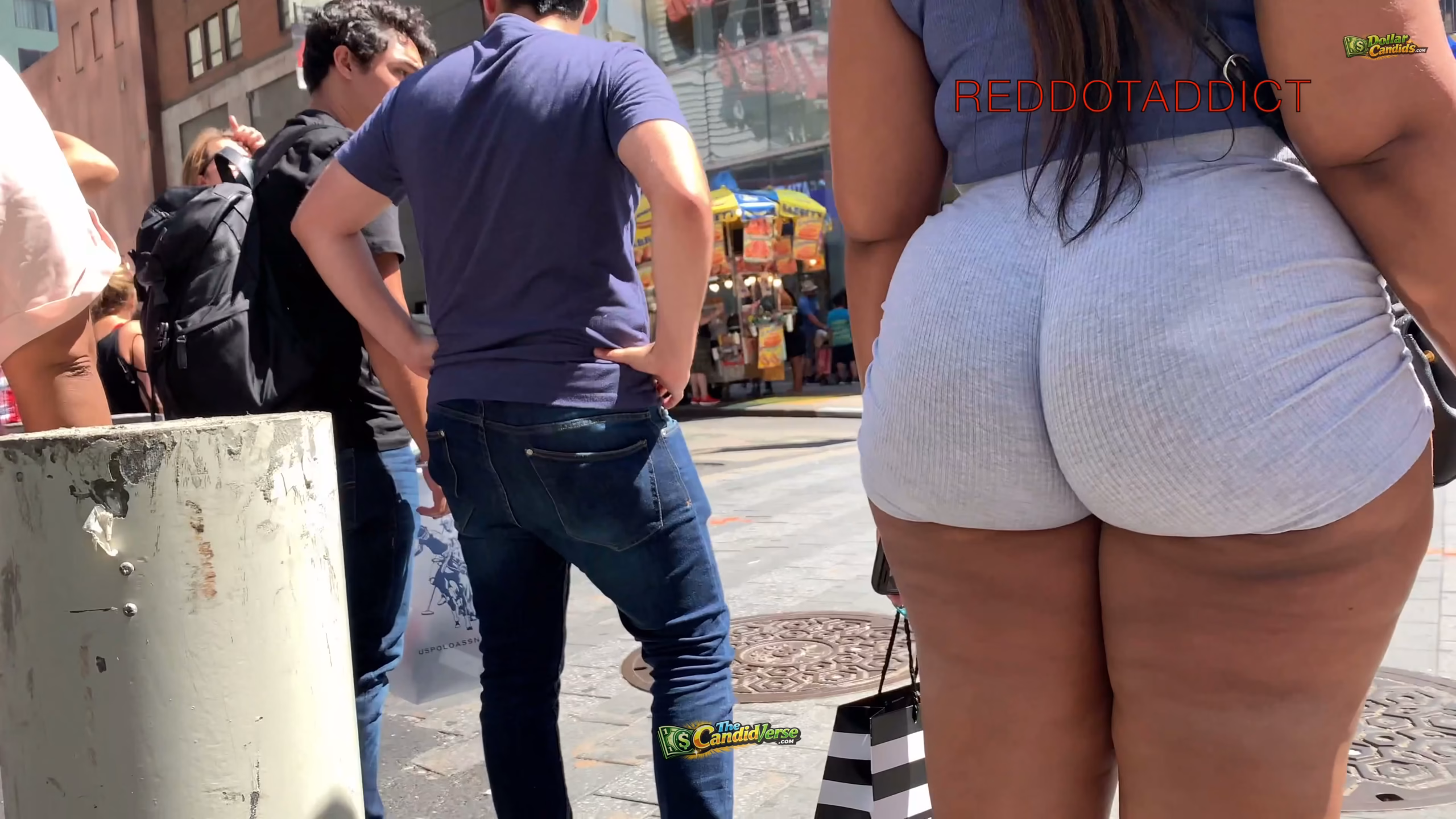 ReddotAddict Thick Booty Ebony in Grey Skin Tight Shorts