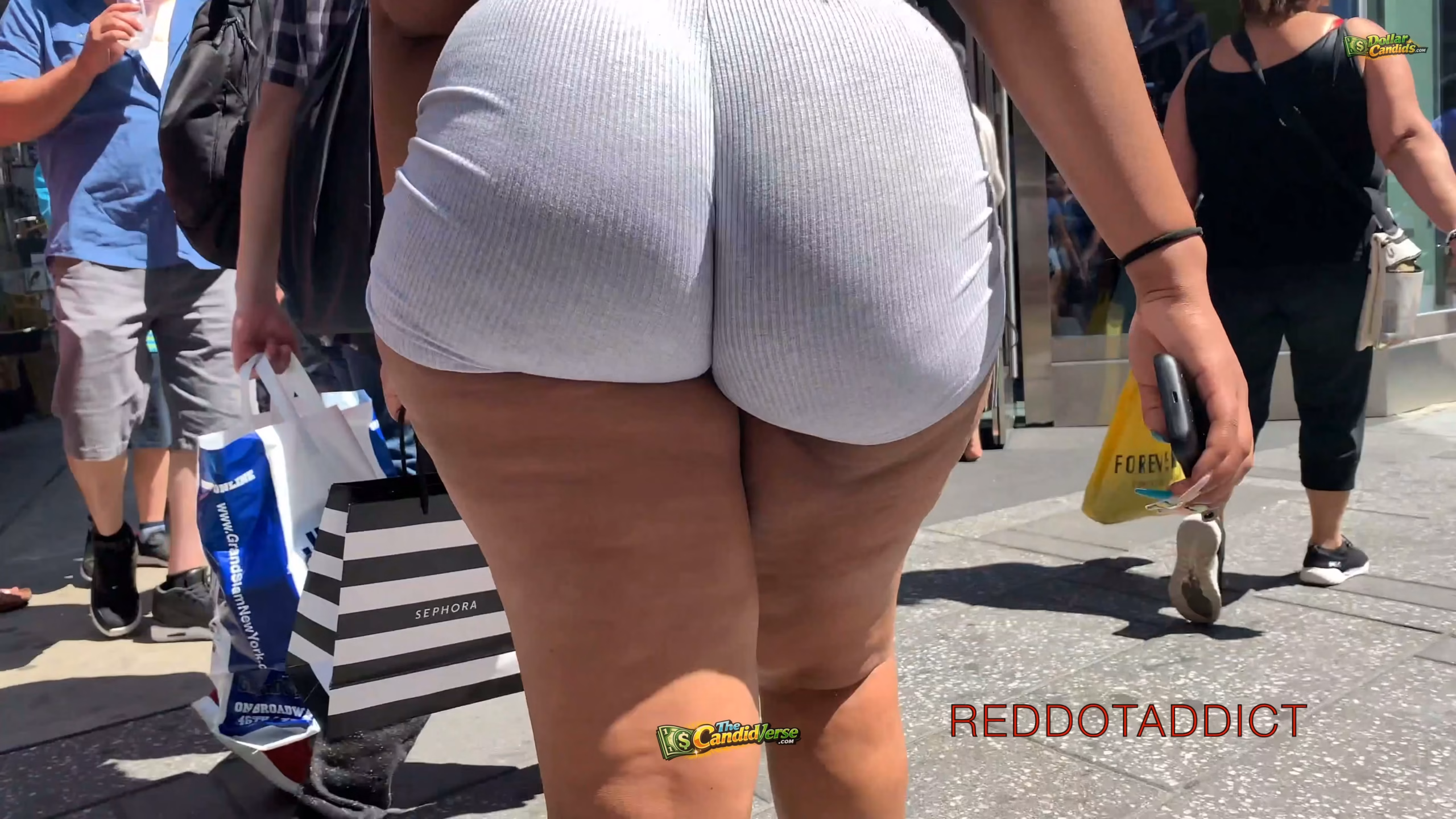 ReddotAddict Thick Booty Ebony in Grey Skin Tight Shorts