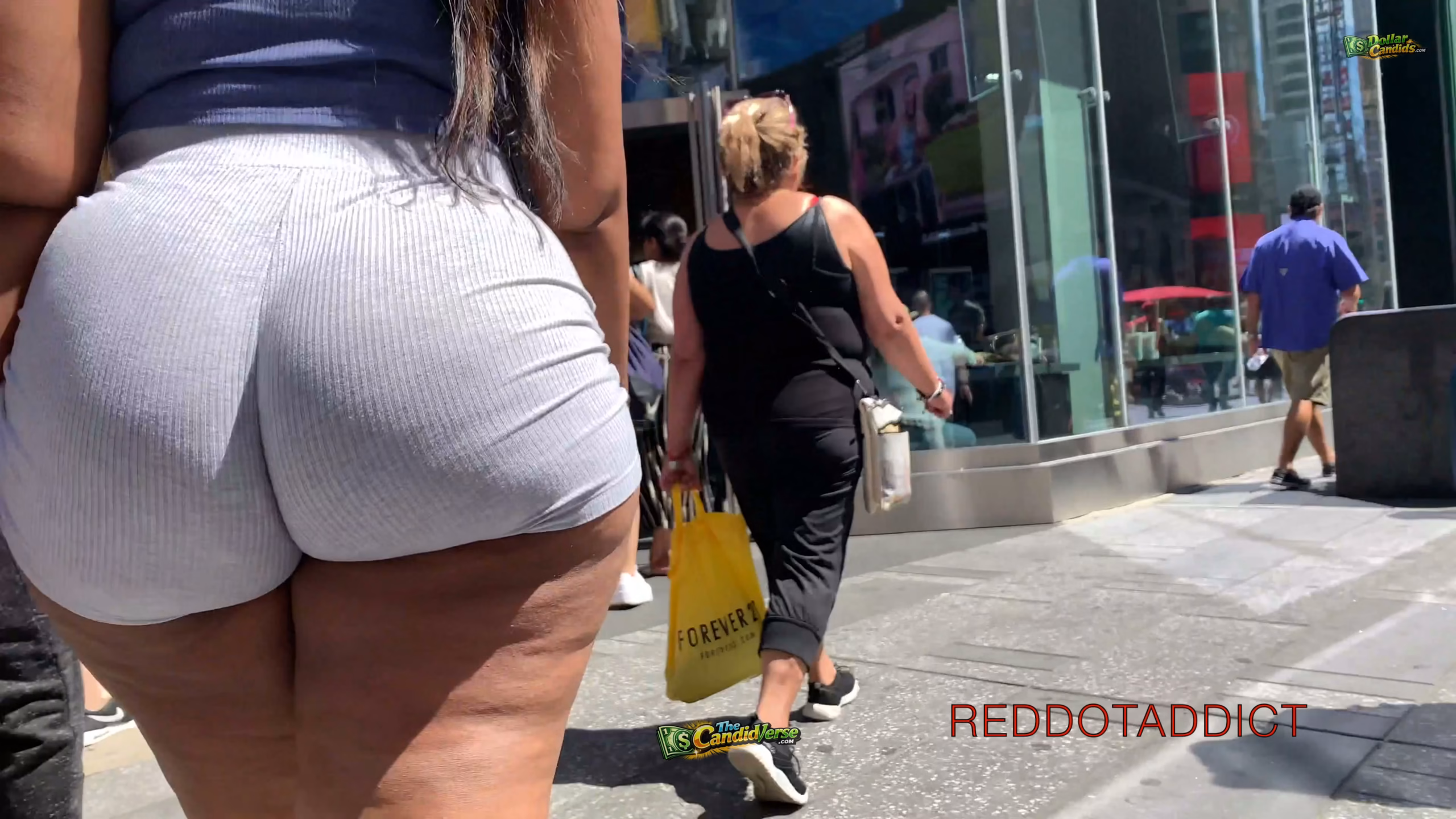 ReddotAddict Thick Booty Ebony in Grey Skin Tight Shorts